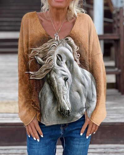 Women'S Western Print Sweatshirt