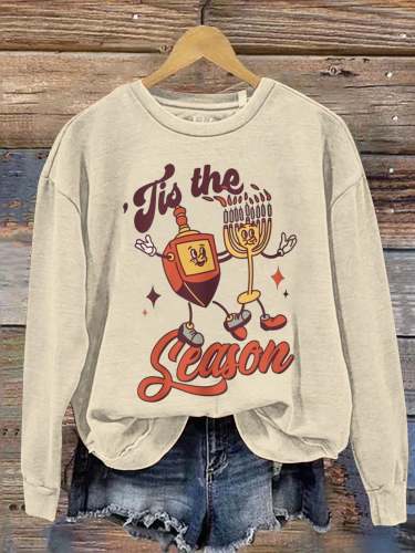 Tis The Season Happy Hanukkah Art Print Casual Sweatshirt