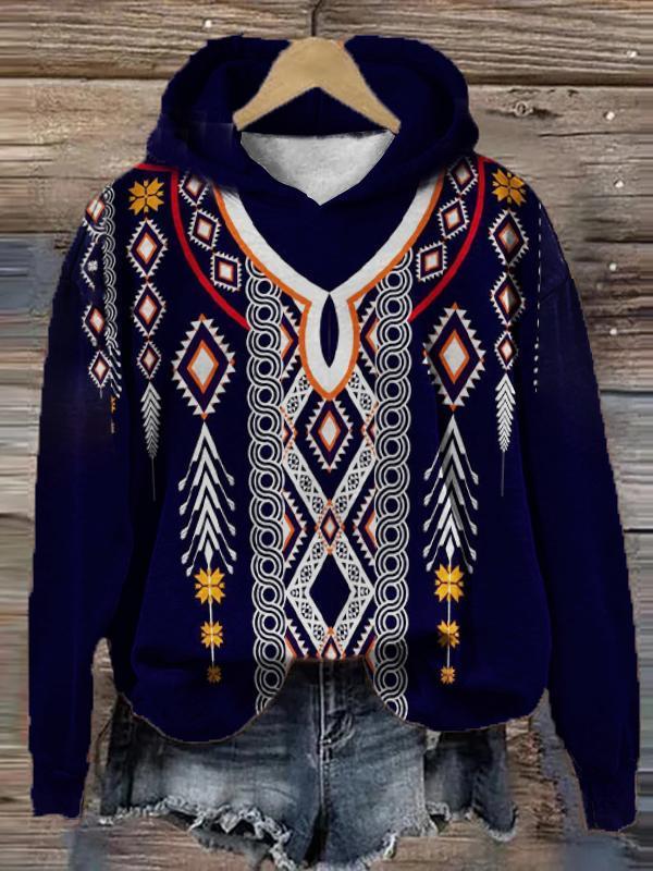 Western Ethnic Print Casual Hoodie