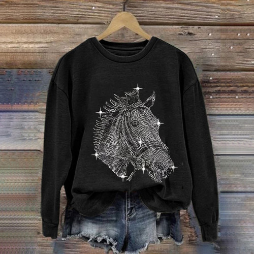 Western Horse Print Casual Sweatshirt