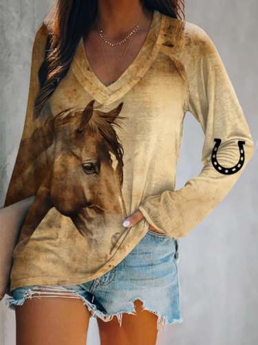 🔥Buy 3 Get 10% Off🔥Women's Horse Art Print T-Shirt