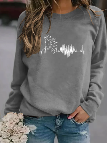 Casual Horse Print Sweatshirt
