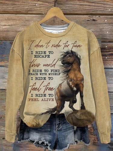 🔥Buy 3 Get 10% Off🔥Women's I Don't Ride For Fun I Ride To Escape This World Print Sweatshirt