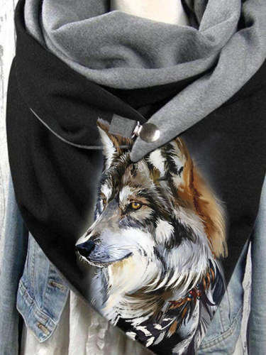 Wolf Print Casual Scarf and Shawl