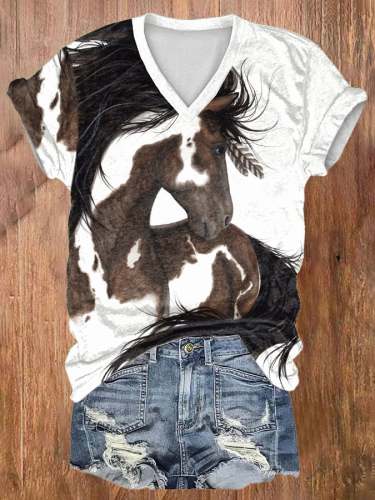 🔥Buy 3 Get 10% Off🔥Women's Western Horse Casual Print T-Shirt