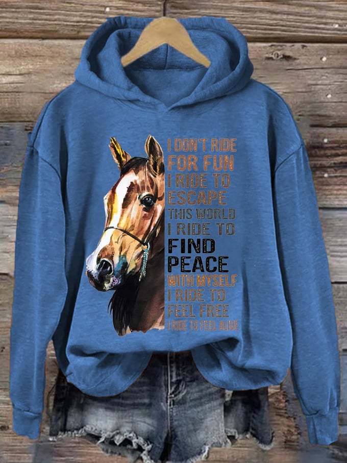 🔥Buy 3 Get 10% Off🔥Women's Western Pony I Don't Ride For Fun I Ride To Escape Printed Hooded Sweatshirt