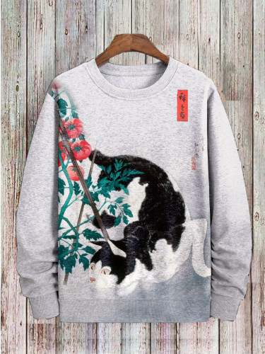 Men's Japan Cat Ink Meiji Art Print Sweatshirt