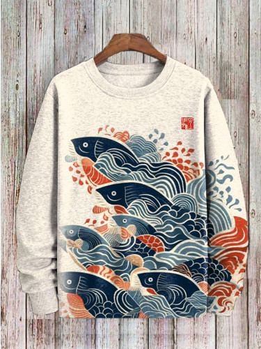 Men's Japanese Swimming Fish Ukiyo-E Art Print Sweatshirt