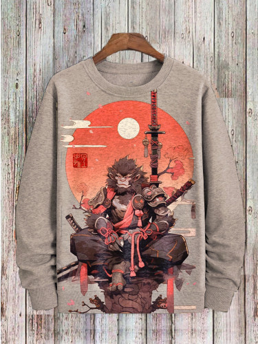 Men's Wukong Samurai Full Moon Japanese Art Printed Sweatshirt