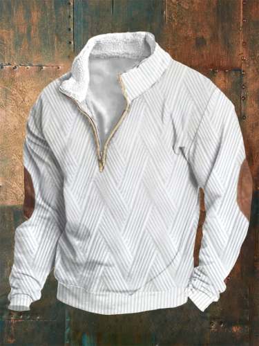 Men's Retro Printed Half-Zip Casual Sweatshirt