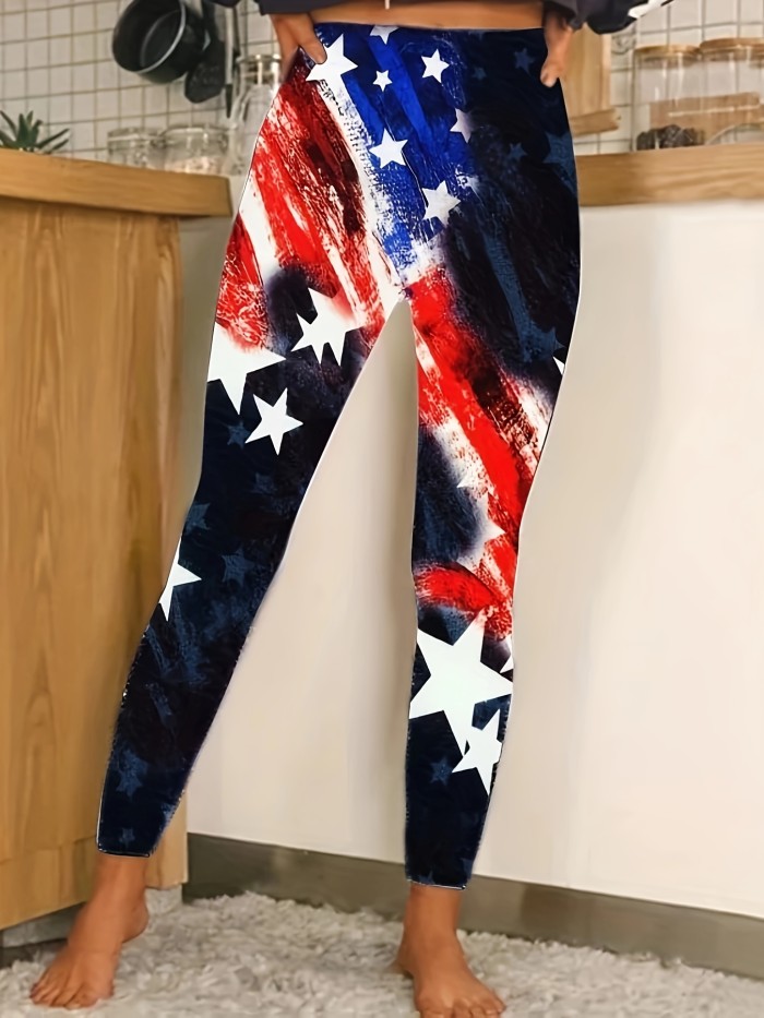 Flag Print Skinny Leggings