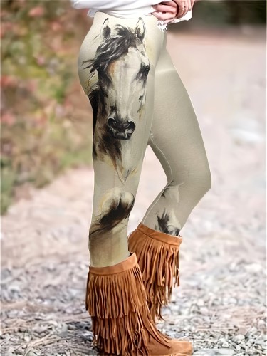 Horse Print Skinny Leggings