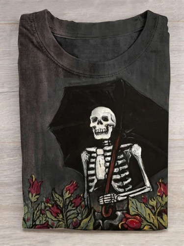 Skull Flower Sea Unisex Printed Short-sleeved Casual T-shirt