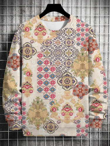 Women's Retro Multicolor Ethnic Pattern Print Sweatshirt