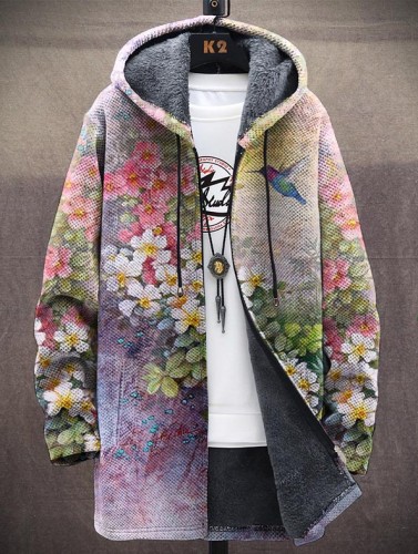 Unisex Hummingbird Floral Vintage Jacket Cardigan