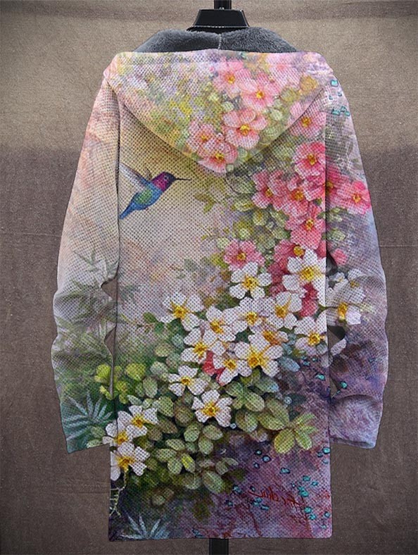 Unisex Hummingbird Floral Vintage Jacket Cardigan