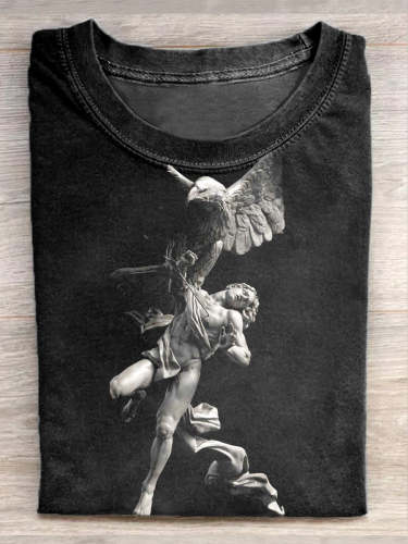 Unisex Prometheus Art Sculpture Print Casual Short Sleeve T-Shirt