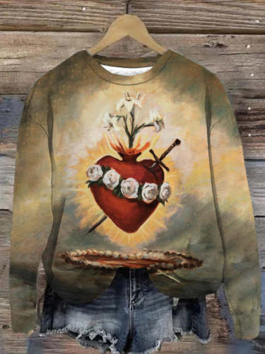Unisex Sacred Heart Art Abstract Print Sweatshirt
