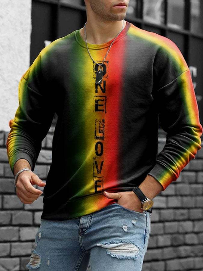 Men's One Love Print Long Sleeve Sweatshirt