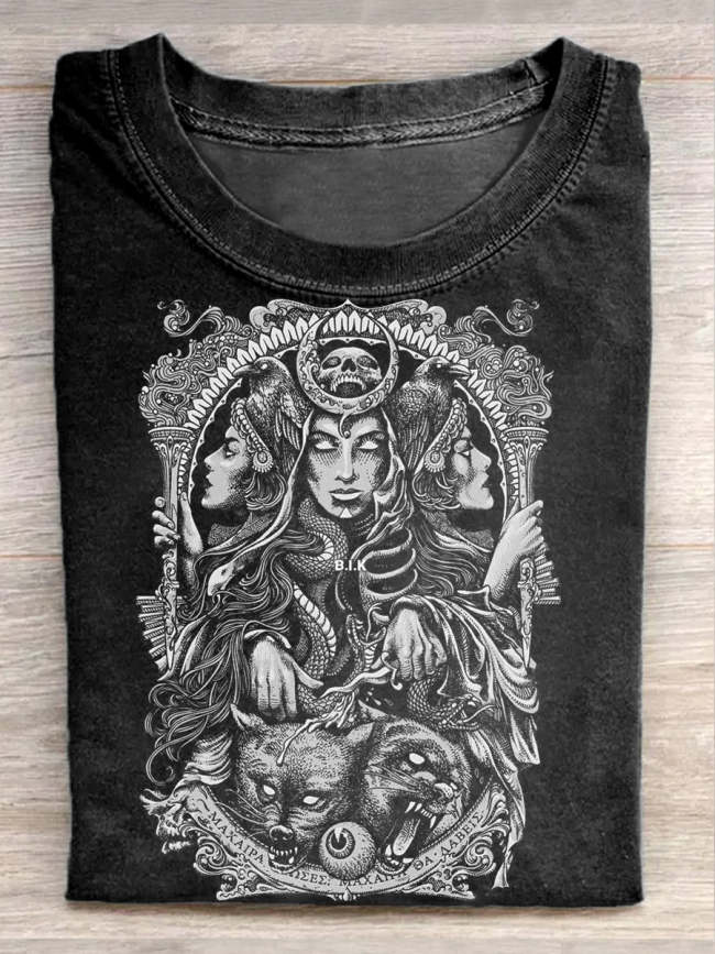 Unisex Hekate Goddess Print Casual Short Sleeve T-Shirt