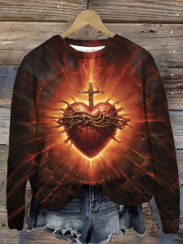 Unisex Sacred Heart of Jesus Abstract Print Sweatshirt