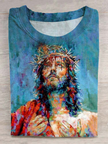 Unisex Jesus Art Abstract Print T-Shirt