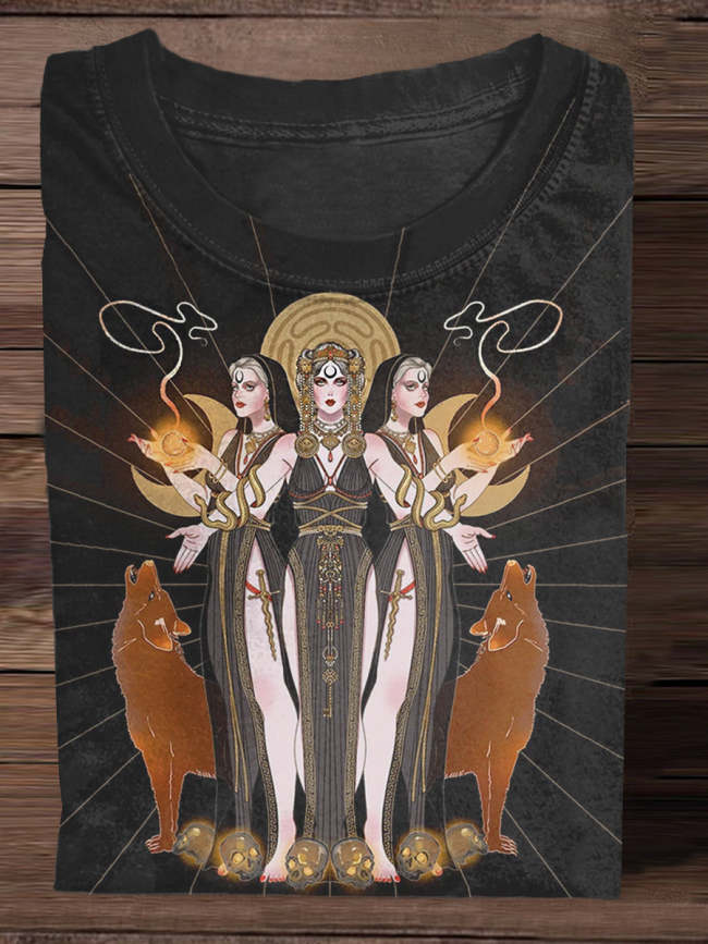 Vintage Hecate Art Print Fashion T-Shirt