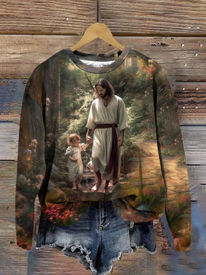 Jesus Art Print Unisex Crew Neck SweatShirt