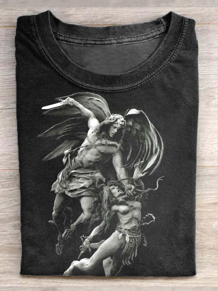 Unisex Vintage Renaissance Art Sculpture Print Casual Short Sleeve T-Shirt