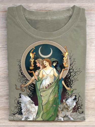 Unisex Hecate Art Illustration Print Casual Short Sleeve T-Shirt