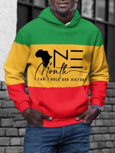 Men's One Month Can't Hold Our History Colorblock Print Casual Hoodie