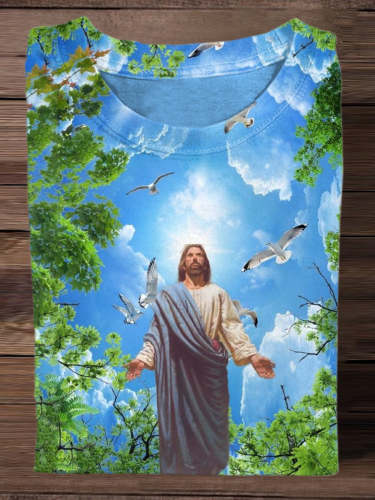 Jesus Art Print Unisex Crew Neck T-Shirt