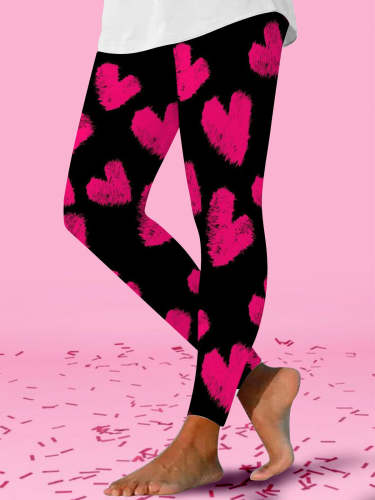 Women's Pink Heart Print Leggings