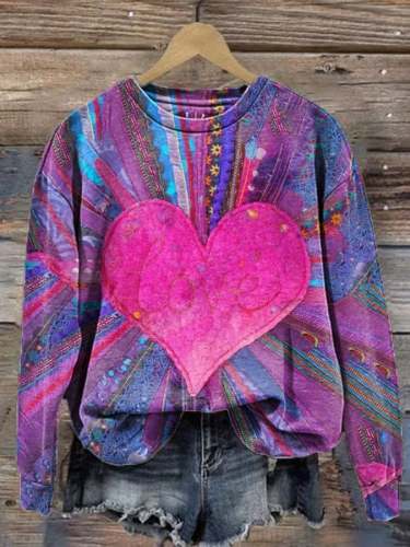 Women's Valentine's Day Hearts Love Print Sweatshirt