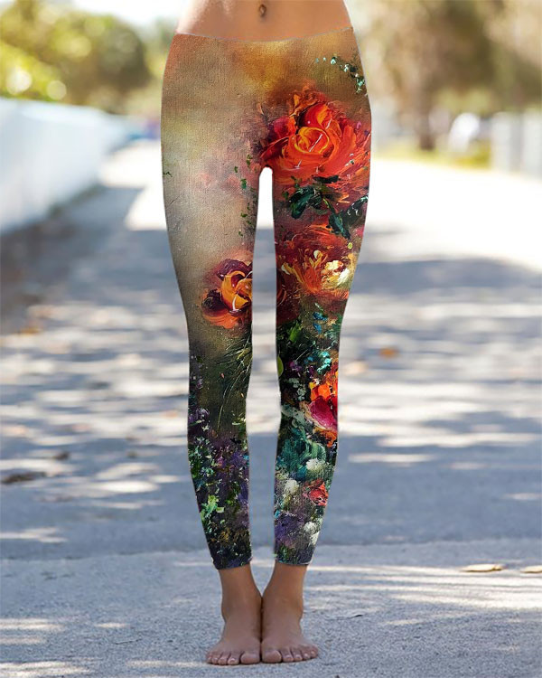 Vintage Floral Art Print Leggings