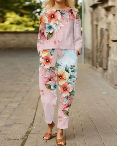 Casual Floral Two-piece Set