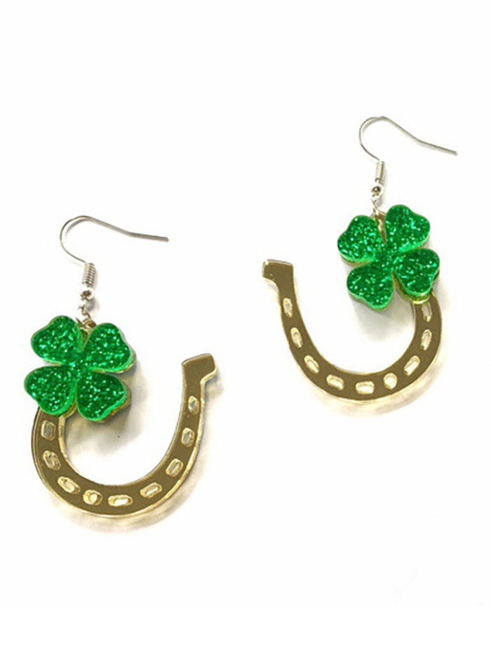 St. Patrick's Day Shamrock Glitter Earings