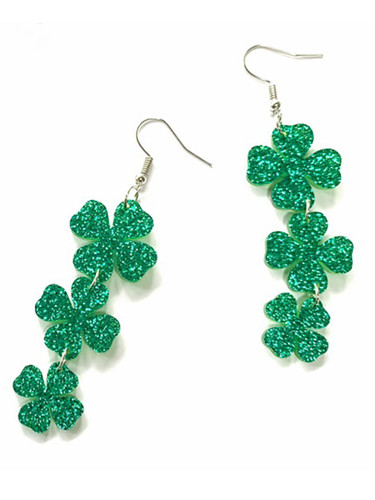 St. Patrick's Day Shamrock Glitter Earings