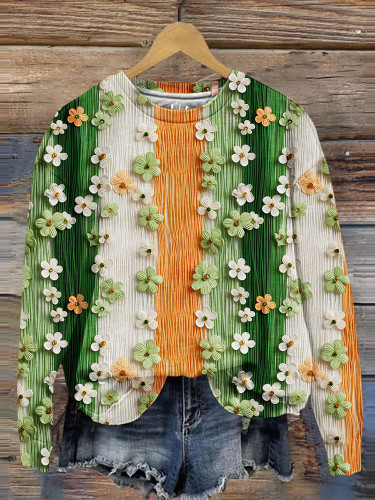 St. Patrick's Day Clover Flowers Art Design Print Sweatshirt