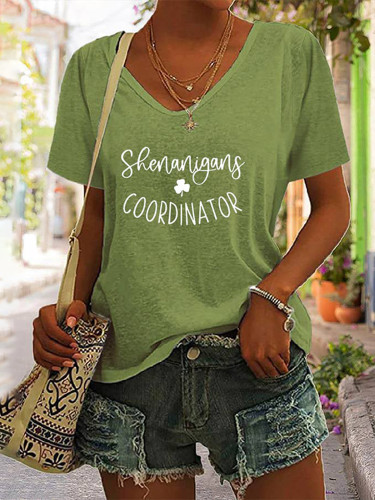 Shenanigans Coordinator Print V Neck T-Shirt