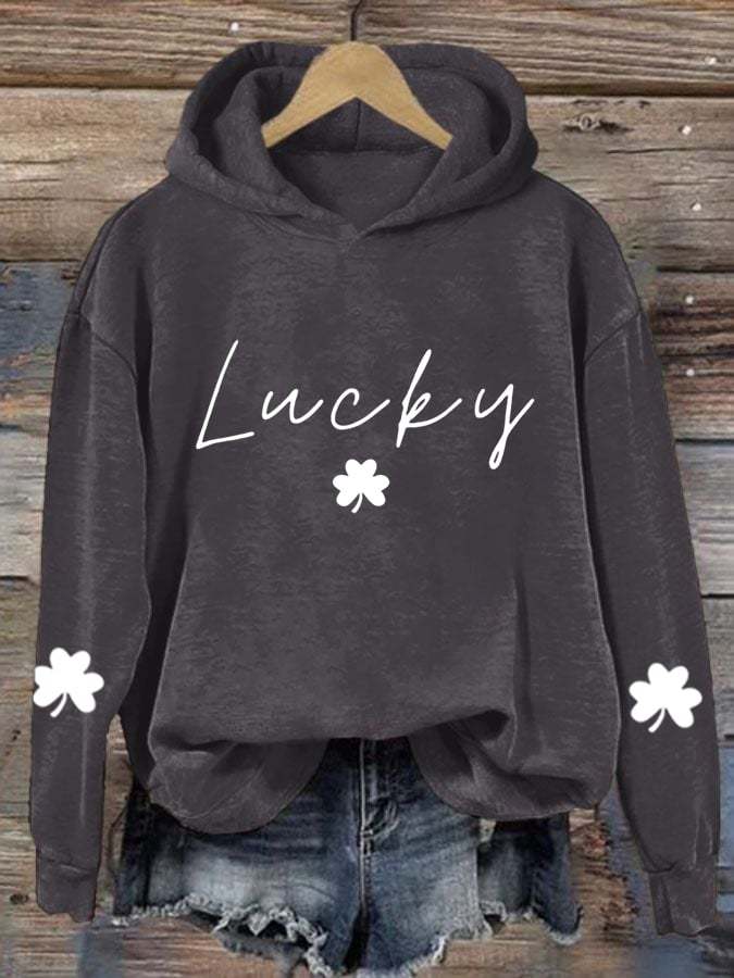 Women'S Lucky Shamrock St. Patrick's Day Print Casual Hoodie