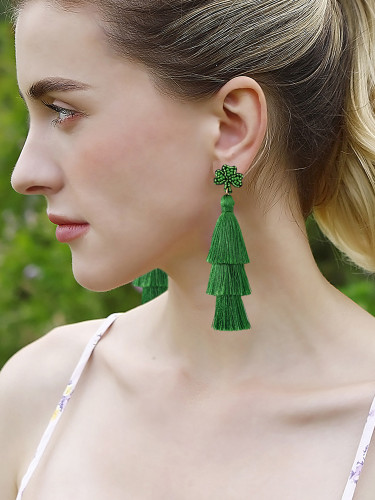 St. Patrick's Day Shamrock Tassel Earings