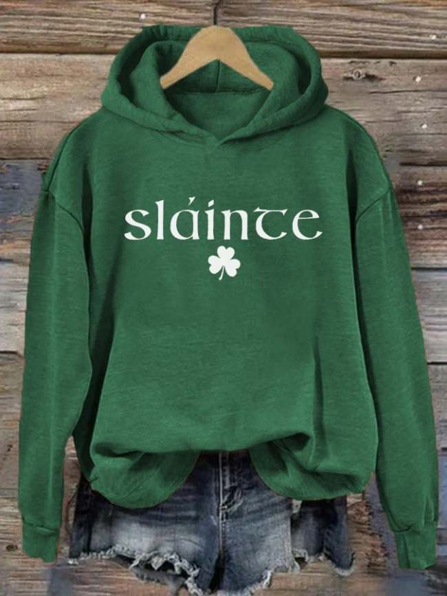 Women's Slainte St. Patrick's Day Print Hoodie