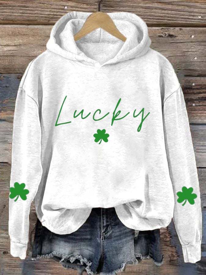 Women'S Lucky Shamrock St. Patrick's Day Print Casual Hoodie