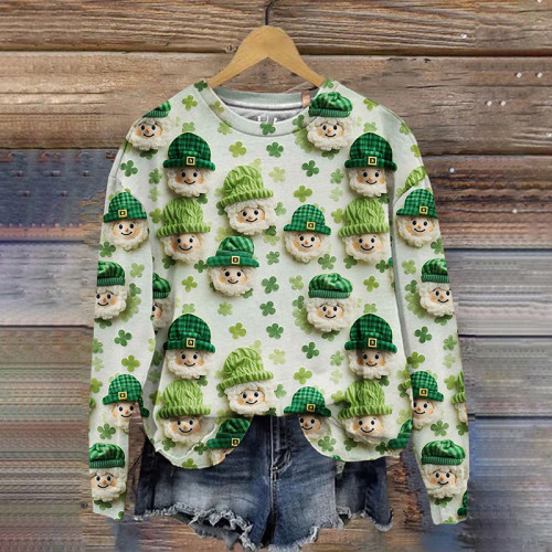 St. Patrick's Day Green Dwarf Art Design Print Casual Sweatshirt