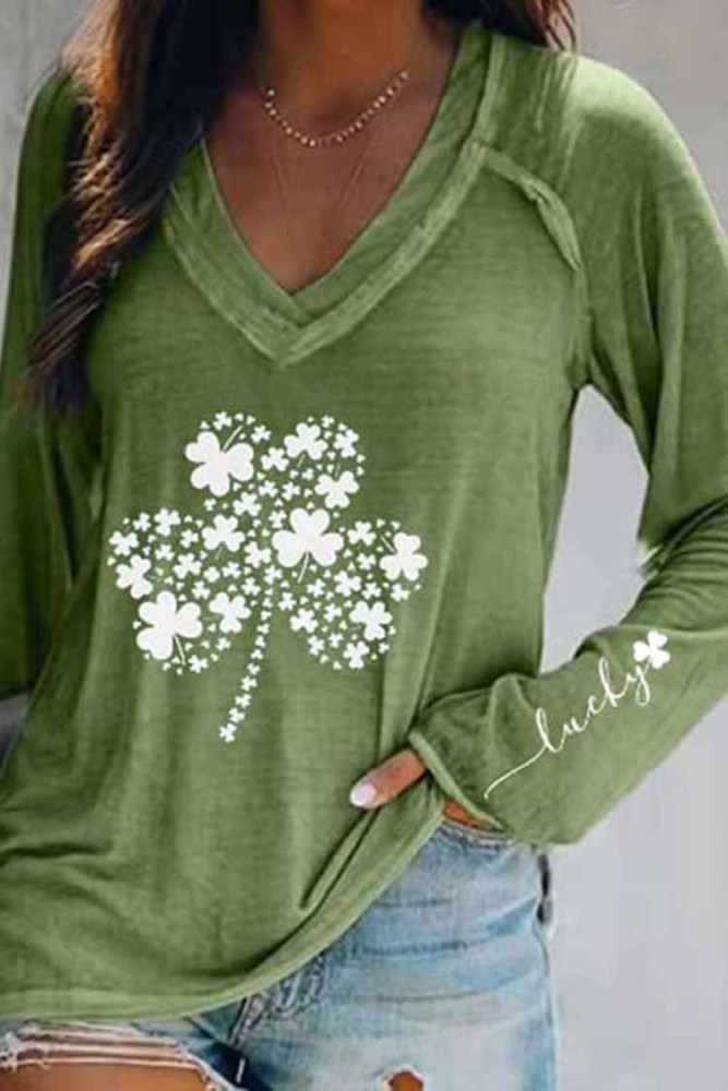 Women's St. Patrick's Lucky V-Neck Casual T-Shirt