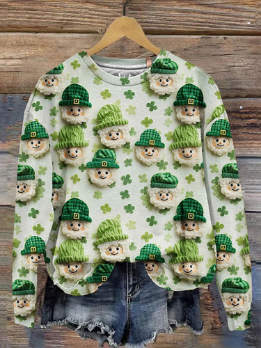 St. Patrick's Day Green Dwarf Art Design Print Casual Sweatshirt