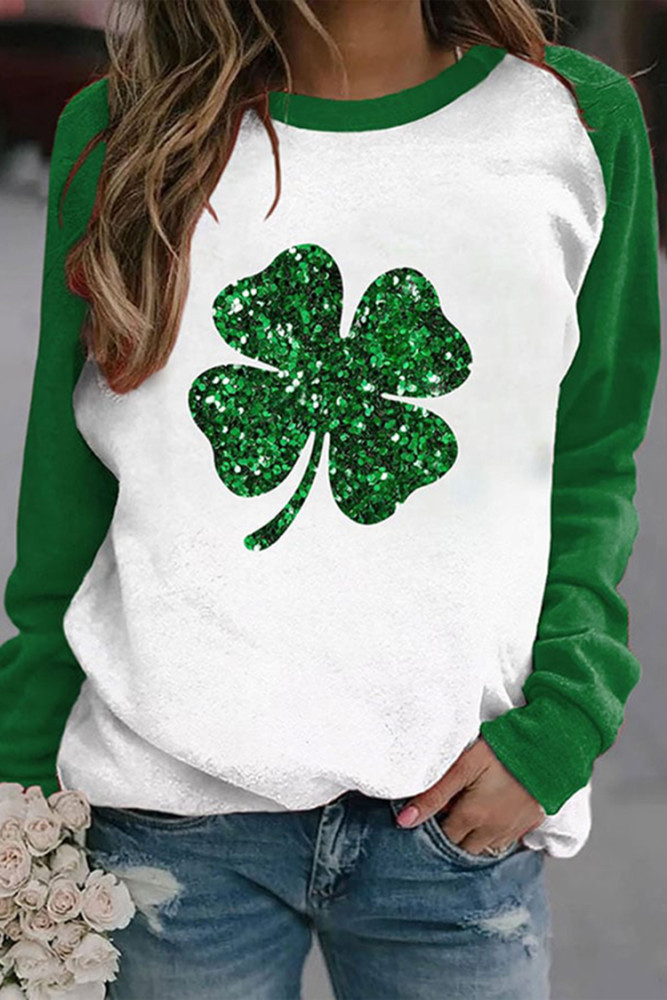 Women's St. Patrick's Day Lucky Shamrocks Print Sweatshirt