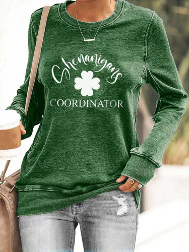 Shenanigans Coordinator St. Patrick's Day Print Sweatshirt