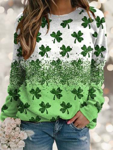 Women'S Casual St Patrick'S Day Printed Long Sleeve Sweatshirt